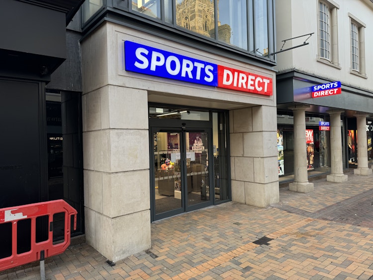 Front entrance to Sports Direct on Buttermarket in Ipswich